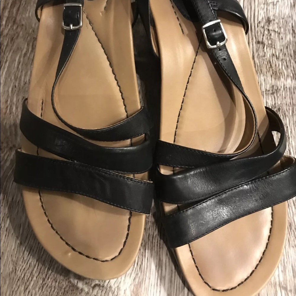 Super Cute Dansko 41 Wedge Sandals -  Black,  10.5/11 Leather, Faux Wood